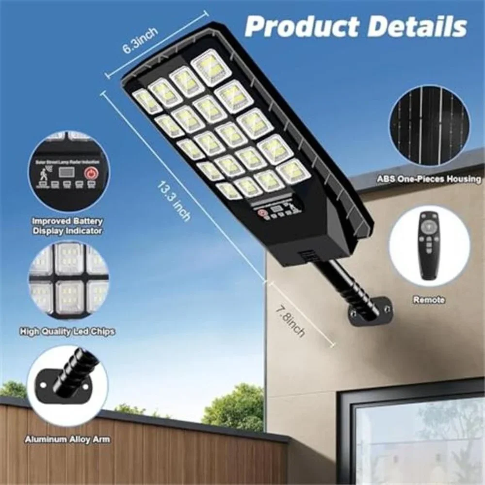 2 Pack Solar Street Light 20000LM Motion Sensor Dusk Dawn Waterproof